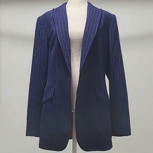 Anne Klein Marine Blue/Anne Blk Stripped Blazer Jacket classic chic stylish glam